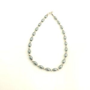 Womens Delicate And Bluish Silver Spring Ring Clasp Oval Beaded Bracelet